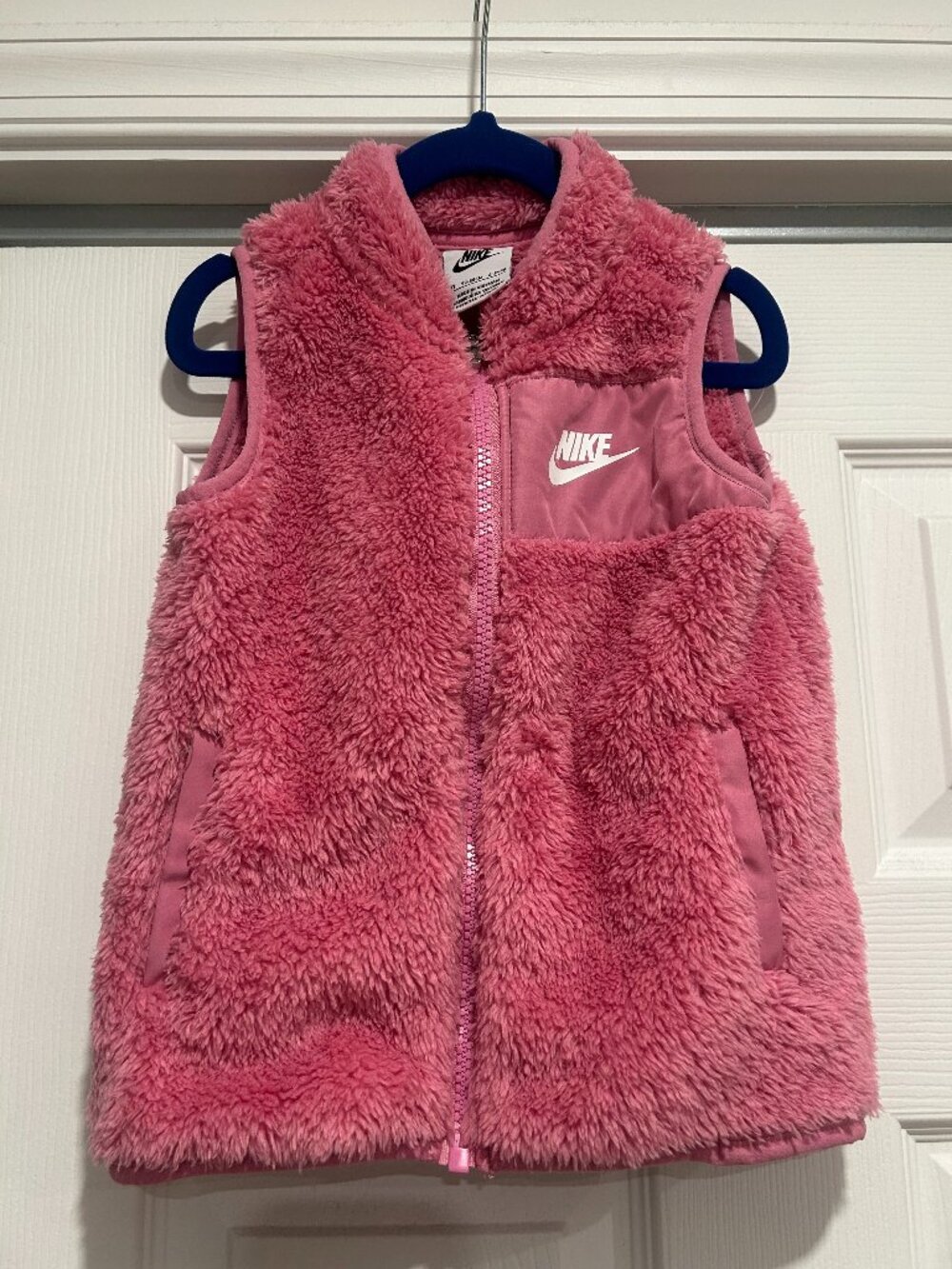 Nike Toddler Girls Pink Sherpa Fleece Full Zip Vest Size 3T